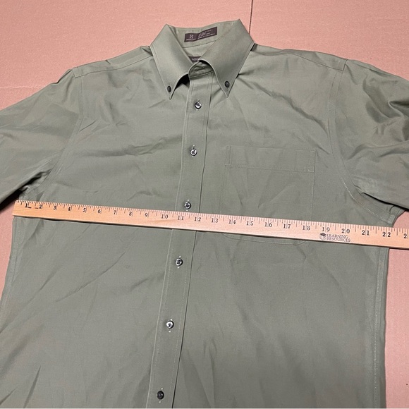 Nordstrom Men’s Green Button Down Dress Shirt, 100% Cotton 15/33 Classic Fit - Picture 8 of 9